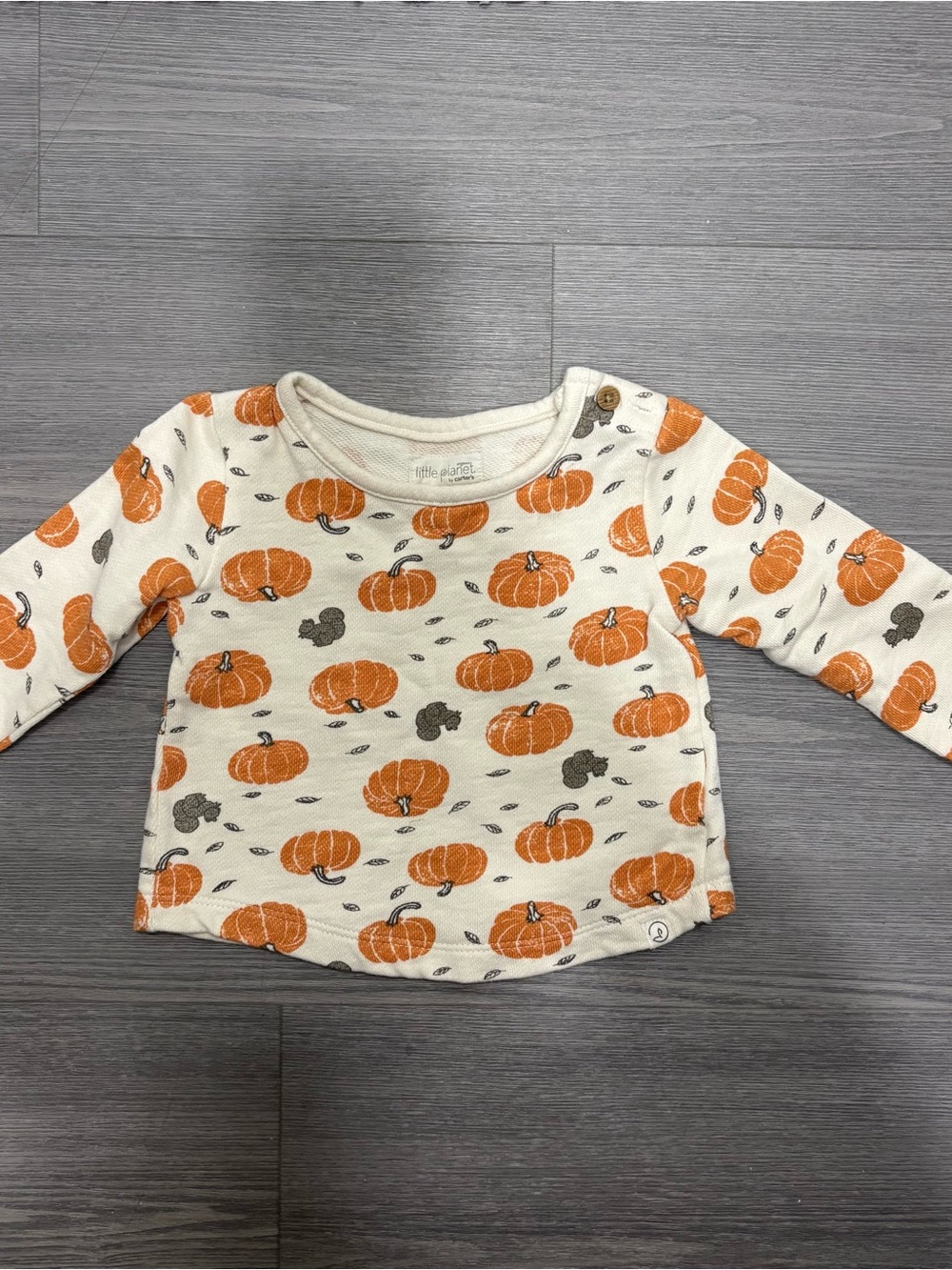Little Planet by Carter’s Pumpkin Print Long-Sleeve Tee - Cream & Orange